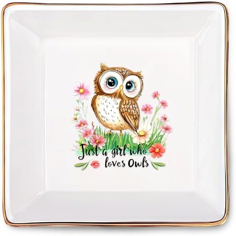 Owl Jewelry Ring Holder Dish Tray, Gifts For Women Teens Girls, Owl Lovers Themed Stuff Things Decor Merch Home Room Ring Earrings Necklace Organizer Holder! by BJDAMAIGIFTSFORGIRLSKIDS