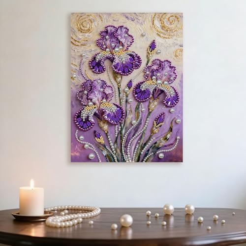 DIY Pearl Painting with Frame, Creative Design, Handmade Stress-Relieving Home Wall Decoration, Includes Frame and Tools-Iris-1 - Image 4