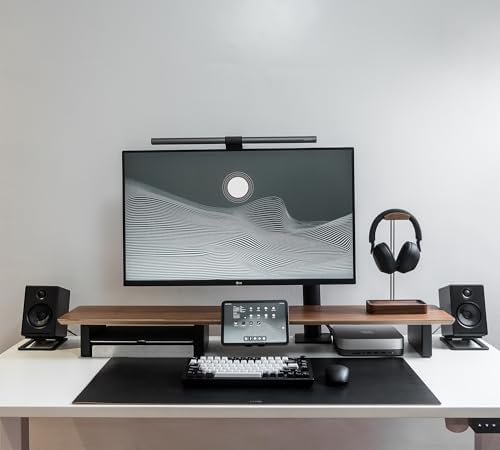 Raico Desk Cockpit Shelf Monitor Stand System Dual Screen Setup Wood Large Desk Accessory Organizer Unit (Walnut, Full Length v2 | 45.7 Inches) - Image 3