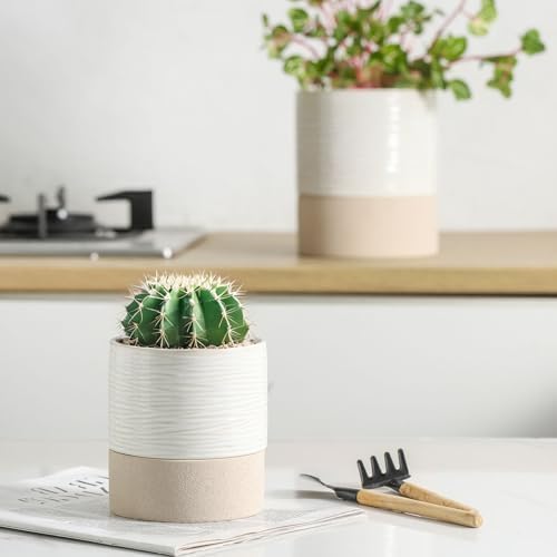 Nihow Ceramic Self Watering Plant Pot for Indoor Plants, 4.5+6 Inch - Image 4