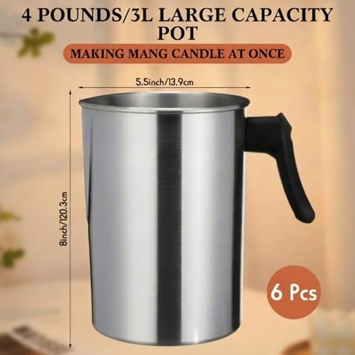 Ziliny 6 Pcs Candle Making Pouring Pot Wax Pouring Pitcher, 3 L - Image 2