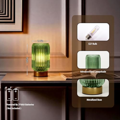 MJ PREMIER Battery Operated Lamp, Small Cordless Lamp with Timer, Green*2 - Image 4