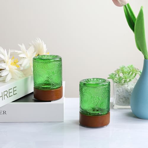 Mini Soft Warm Light Lamp Battery Operated Portable Night Light with Timer, Small Glass Vintage Dim Sleep Nightlights, Battery Powered Wireless Night Lights for Adults, Green, M2-1-5-1 - Image 5