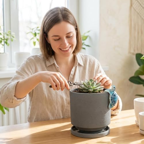 Nihow Ceramic Plant Pot with Cute Resin Figure for Idoor Plants, 5.75 Inch - Image 4