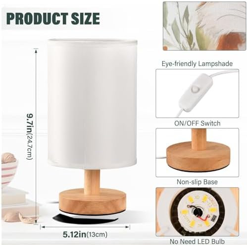 Watercolor Lovely Fox with Flower Design Bedside Table Lamps with USB Port for Bedroom Lamp Accent Table Lamp Small Nightstand Lamp Sturdy Linen Shade Decorative Lamps for Home Living Room Kids - Image 4