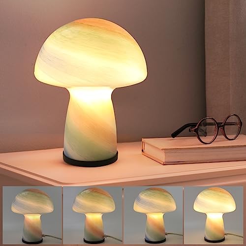 NOTOC Mushroom lamp,Dimmable Glass Table Lamp,Vintage Style Table Lamp,Rainbow Bedside Desk lamp,Cute Table Lamps.（LED Bulbs Included） - Image 5