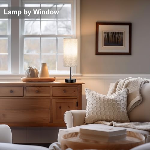 Grey Bedside Lamp for Bedroom Nightstand - Small Table Lamp Set of 2 - Image 4