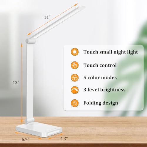 LED Desk Lamp with USB Ports,Touch Desk Lamps for Home Office with 5 Modes - Image 3