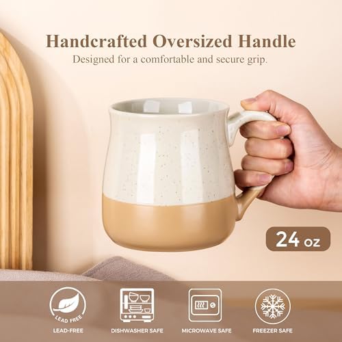 GBhome Ceramic Coffee Mugs Set of 2, 24oz Handmade Large Coffee Mugs Set - Image 4