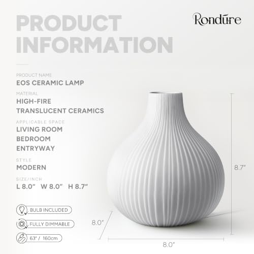 RONDURE Modern Ceramic Decorative Table Lamp Living Room Bedroom Bedside - Image 3