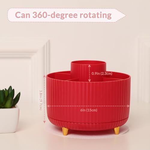 SKYDUE 360 Degree Rotating Desk Organizer, Dual-Purpose Pencil Pen Holder, Pen Organizer with 5 Slots, Pencil Cup for Office, School, Home - Image 3