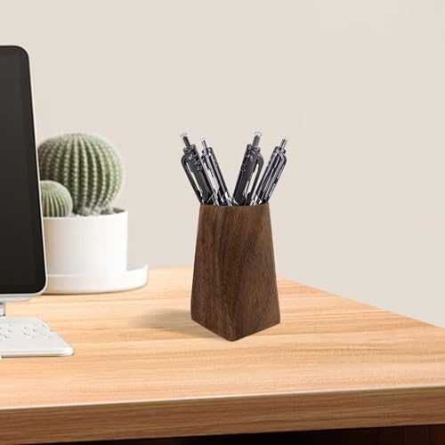 Wooden Pen Holder for Desk, Walnut Pencil Cup Holder Stand, Multi Purpose Desktop Organizer Desk Accessories for Home Office - Image 4