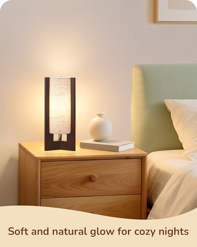 EDISHINE Wood Table Lamp, 13.5" Small Bedside Lamp, Rosewood, E26 Base - Image 7