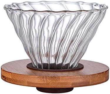 Gute Glass Pour Over Coffee Dripper with Bamboo Stand,1-4 Cups by GUTE
