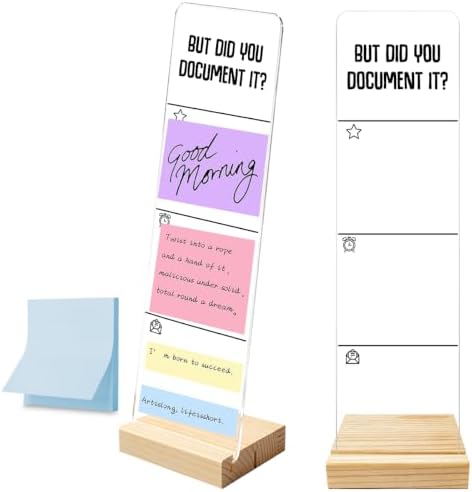 Monitor Memo Board with Removable Wooden Base Acrylic Portable Sticky Note Holder, But Did You Document it? Logo Office Desk Desk Set Sticky Notes 100 Sheets by HTBIG