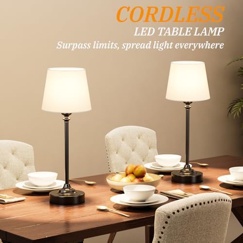 Kakanuo Cordless Table Lamp Rechargeable Black - 1 Pack 4000mAH Battery Operated Lamp for Decor, 3000K Stepless Dimming Touch Control Wireless Lamp for Bedroom, Dining Table, Kitchen, Living Room - Image 4