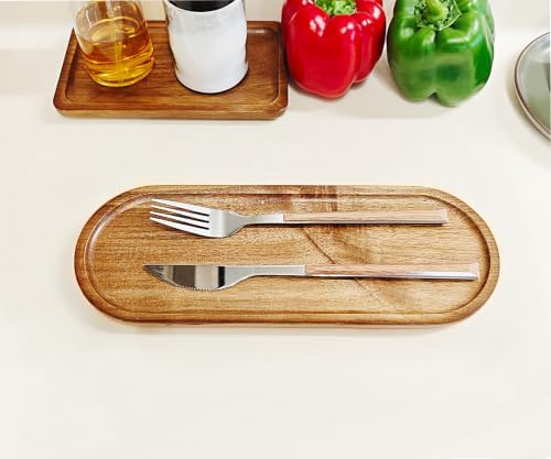 Small Wooden Oval Narrow Tray (11.3 x 4.1 inch) 3 Pack - Image 5