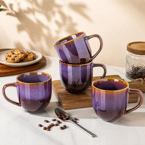 theterra Ceramic Coffee Mugs Set of 6, 12 oz Coffee Cups with Handle - Image 4
