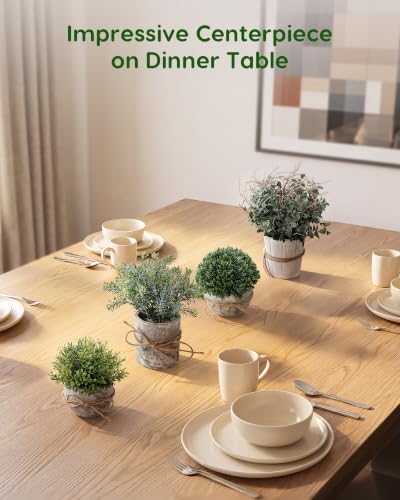 Velener 4 Pack Small Fake Plants Potted Eucalyptus Plants for Home Decor, Boxwood Artificial Plants Indoor, for Bathroom Bedroom Kitchen Office Farmhouse Room Shelf Decor - Image 5
