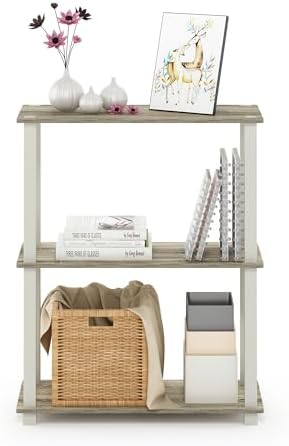 Furinno TURN-S-TUBE Storage Shelves, 3-Tier Book Shelf, Corner Shelf, Toolless Open Shelves, for Organization and Storage, Living Room, Garage, Home Office, Sonoma Oak - Image 4