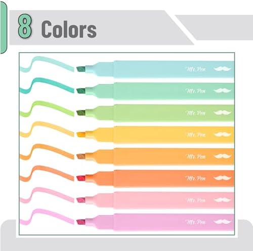 Mr. Pen- Aesthetic Highlighters, 8 pcs, Chisel Tip, Summer Colors | Cute Highlighter Assorted Colors, Bible Highlighters and Pens No Bleed Highlighter for Bible Pages No Bleed - Image 2