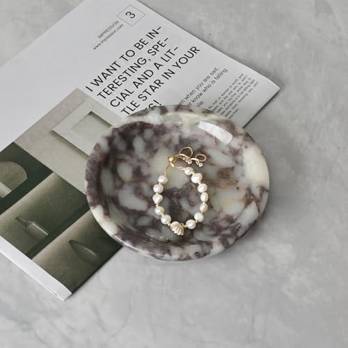 ZSHAWN Natural Marble Ring Dish Jewelry Tray, 5.5" Trinket Dish - Image 2