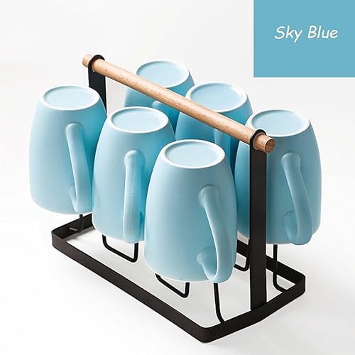 6-Piece 12oz Ceramic Coffee Mugs with Handles, Microwave & Dishwasher Safe, Ideal for Latte, Cappuccino and Hot Tea(Blue) - Image 7