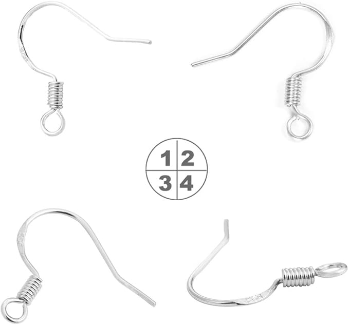 Hypoallergenic Silver Earring Hooks - 120 pcs/60 Pairs s925 Sterling Silver Plated Ear Wires for Jewelry Making, Jewelry findings Parts with 120 pcs Rubber Earring Backs Stopper for DIY Earrings