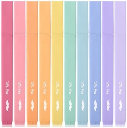Mr. Pen- Aesthetic Highlighters No Bleed, 10 Pack, Assorted Colors | Chisel Tip, Cute Highlighters Assorted Colors for Journaling, Highlighting, Underlining, Fast Dry, Back to School Supplies by MrPen