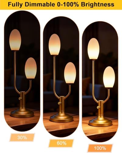 Lightdot Mid Century Modern Table Lamp Vintage Gold Dimmable Plug in - Image 3
