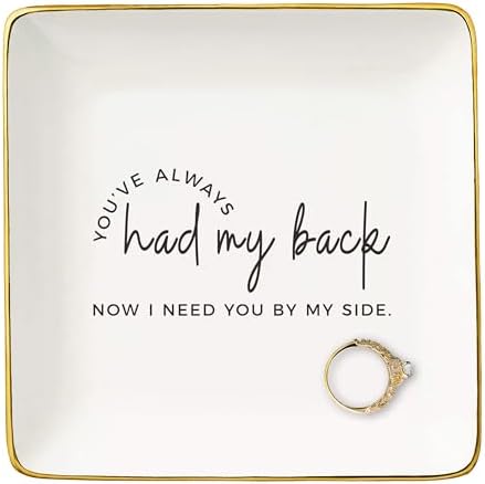 Bridesmaid Proposal Gifts-Maid Of Honor Proposal Gifts from Bride-Wedding Bridal Shower Present-Hen Night Bachelorette Party Keepsake-Jewelry Tray Trinket Holder Ring Dish-You've Always Had My Back by NZY