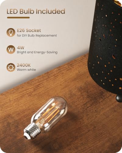 Black Table Lamps Set of 2, 8.1" Small Bedside Lamps Set of 2 - Image 4