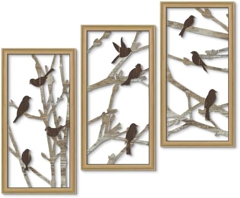 Putuo Decor Bird Wall Art, Birds on Branches Wall Decor Set of 3, Modern Aesthetic Wall Hanging Minimalist Nature Wall Art for Living Room Bedroom Entryway Hallway Home Decor 16x8 in by PUTUODECOR