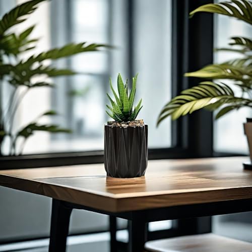 Succulent Plant Pots Ceramic Plant Pots and Drainage Hole Bonsai Planter Small Flower Pots for Indoor Outdoor Use for Home Office Garden Decoration,Plants Not Included (Black) - Image 7