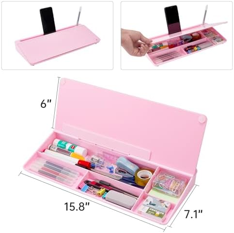 TSJ OFFICE Desktop Whiteboard Dry-Erase-Board - Computer Keyboard Stand White Board Surface Pad with Drawer, Desk Organizers with Accessories for Office, Home, School Supplies - Complete Pink - Image 4