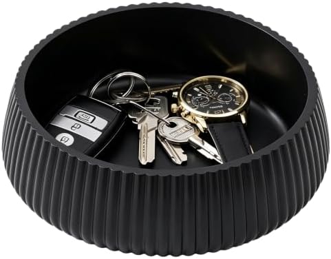 Concrete Key Bowl for Entryway Table, 7" Key Holder Bowl for Keys, Black by AoteaCrafts
