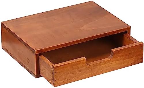 Single Drawer Desktop Storage Organizer in a Modern Wood Design (9.8”x6.9”x 2.8”) Wooden Stackable Drawer Unit - Single Monitor Riser (1-Pack) by PrimoSupply