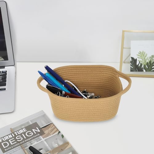 ABenkle Small Storage Basket, Mini Cotton Rope Woven Basket, Cute Boho Decorative Toy Storage Bin - Image 4