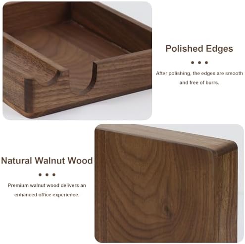 Buqoo Black Walnut Wood Sticky Note Holder with Pen Slot 4x6 Memo Pad - Image 5