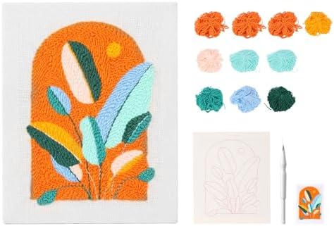 Craftdiam Punch Needle Kit for Adults Beginners, Complete DIY Punch Needle Embroidery Starter Kit with Pre-Printed Pattern, Yarn and Tools, Handmade Wall Art Craft Gift(Orange Color) by Unknown
