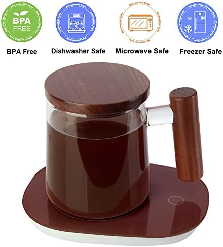 COMI Glass Coffee Mugs, Clear Coffee Mugs with Walnut Lid&Handle，Wide Mouth Extra Large Capacity Cup, Perfect for Latte, Mocha, Cappuccino, Tea and Juice, Microwave Safe(15oz/450ml) - Image 3