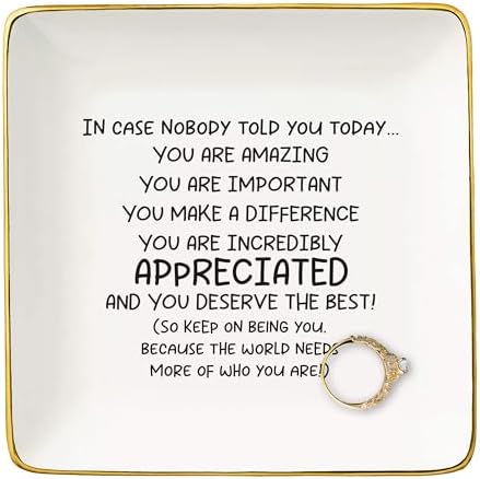 NZY Inspirational Quotes Gifts-Affirmations Reminder Gifts-Positive Motivational Gifts,Encouragement Gifts,In Case Nobody Told You Today-Christmas Gifts-Ceramic Jewelry Tray Trinket Holder Ring Dish by NZY