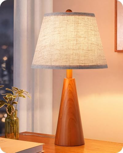 EDISHINE Modern Table Lamp with Tapered Rosewood Wood Base & E26 Socket by EDISHINE