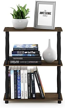 Furinno TURN-N-TUBE Storage Shelves, 3-Tier Book Shelf, Corner Shelf, Toolless Open Shelves, for Organization and Storage, Living Room, Garage, Home Office, Columbia Walnut - Image 4