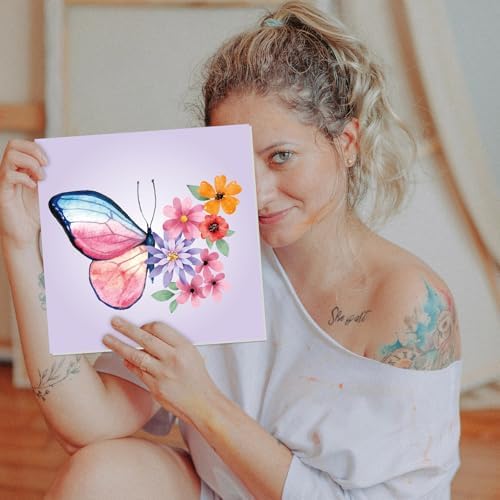 Sherr 24 Pcs Pre Drawn Canvas for Adult, Butterfly, 8 x 8 Inch - Image 4