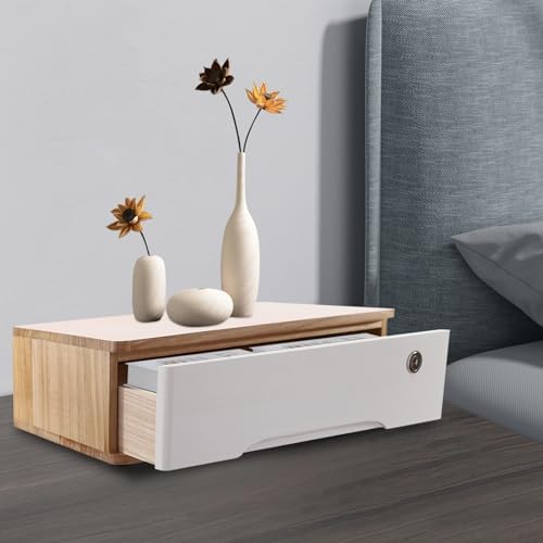 1-Tier Desktop Storage Box with Lockable Drawer, Wooden Desk Organizer for Office Supplies, Flat File Cabinet, Minimalist Design for Home & Office Use(Original Wood+White) - Image 5