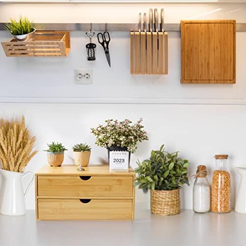 Charmewooden Bamboo Desk Organizer With Drawers Countertop Drawers Counter Storage Box Corner Desk Organizer for Home Office No Assembly Required - Image 6