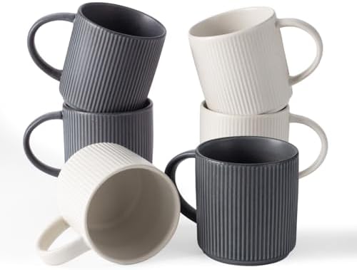 famiware Coffee Mug Set of 6, Star 12 oz Ceramic Mugs Cups Set with Handle by Famiware