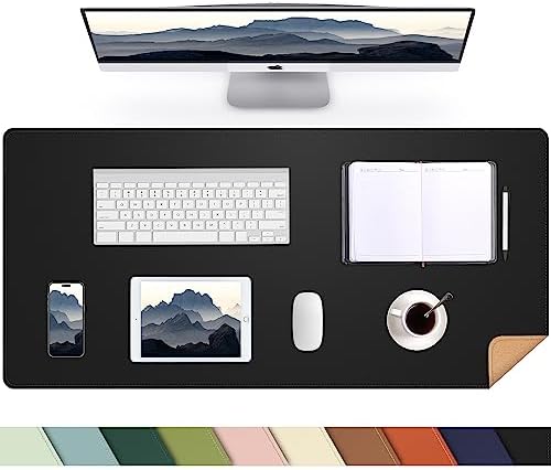 AFIING Desk Mat 35.4" x 17", Cork & PU Leather Desk Pad, Black by AFIING