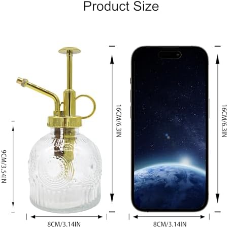 Glass Plant Mister Spray Bottle, 230ML Vintage Plant Spritzer, Succulent Watering Bottle Glass with Top Pump, Small Plants Sprayer Watering Can for Indoor Outdoor House(Clear) - Image 4